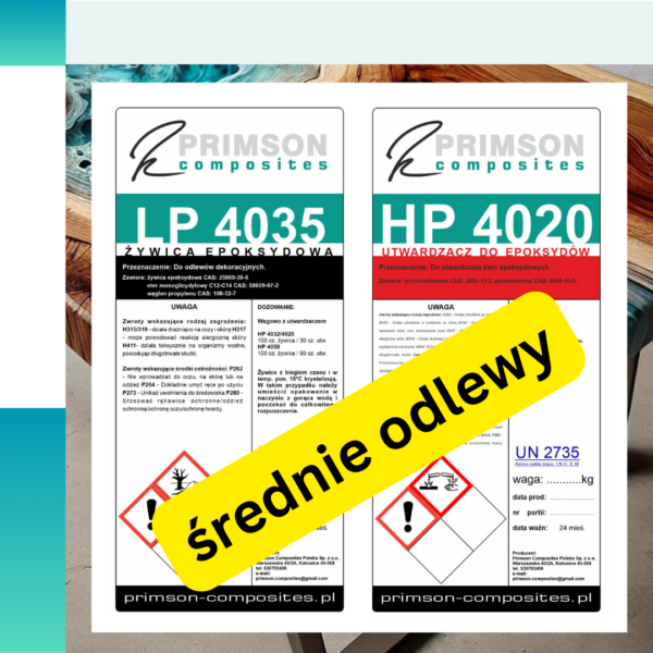 Zestaw: żywica LP 4035 + utwardzacz HP 4020, odlewy i średnie odlewy